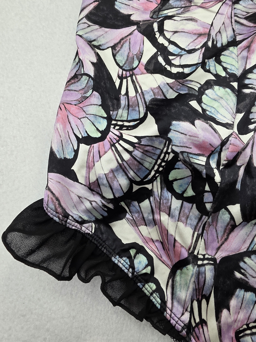 NWT Torrid 1 Satin Ruffle Bodysuit Butterfly Print Pink Black Underwire 3387-c - Picture 10 of 15